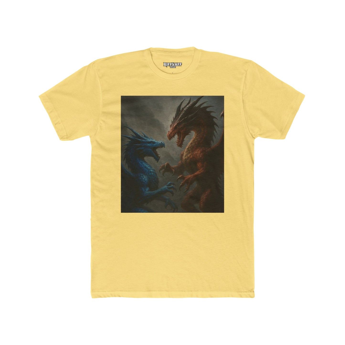 Epic Dragon Showdown Unisex Cotton Crew Tee | Fantasy T-Shirt - Riff Raff Wear