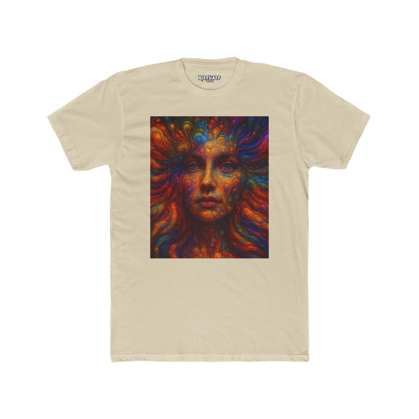 Vibrant Artistic Unisex Cotton Crew Tee - Colorful Abstract Face Design - Riff Raff Wear
