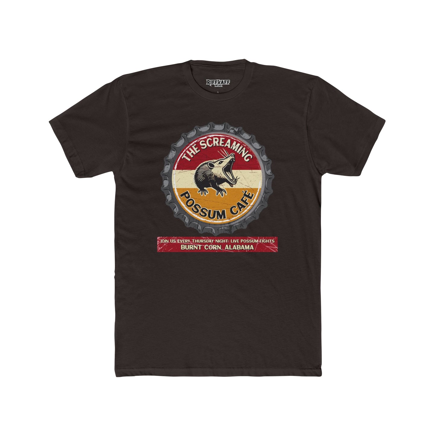 The Screaming Possum Unisex Cotton Crew Tee - Fun & Retro Graphic Shirt - Riff Raff Underground