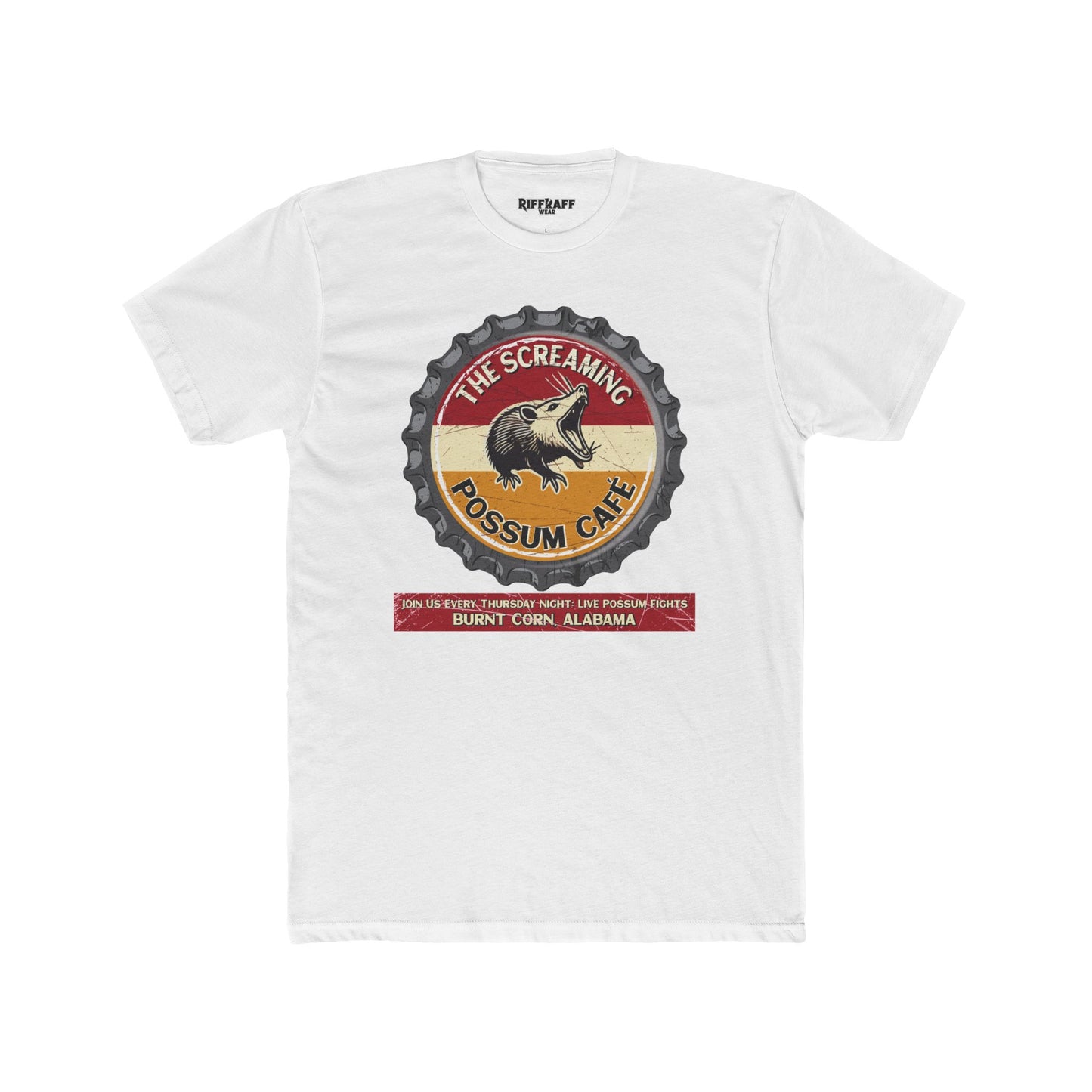 The Screaming Possum Unisex Cotton Crew Tee - Fun & Retro Graphic Shirt - Riff Raff Underground
