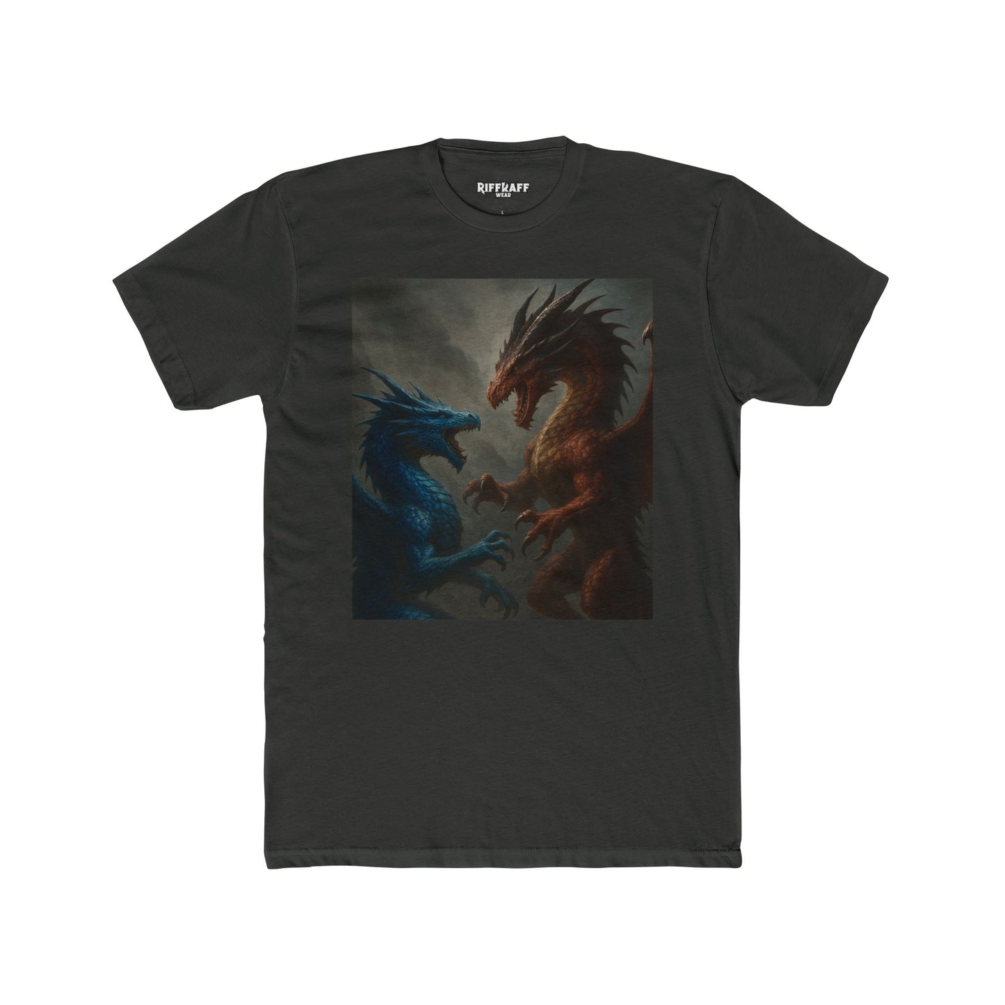 Epic Dragon Showdown Unisex Cotton Crew Tee | Fantasy T-Shirt - Riff Raff Wear