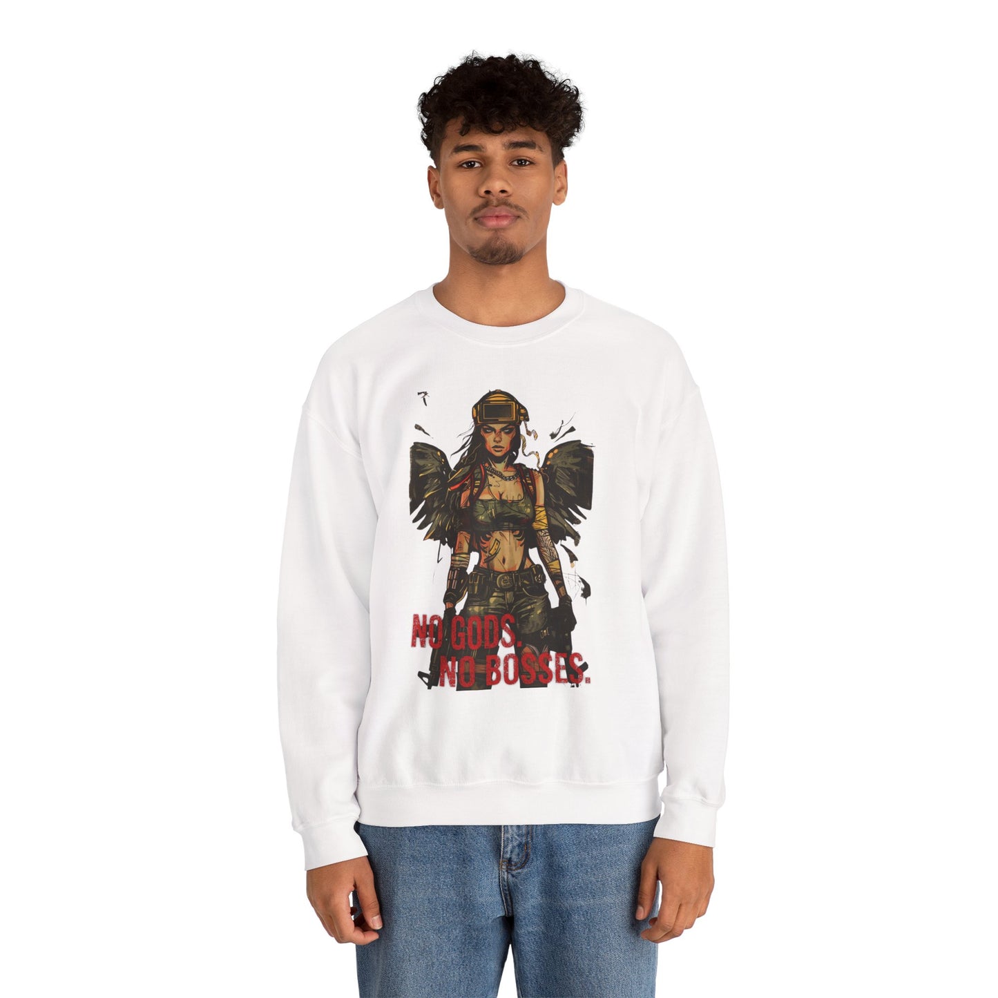 No Gods No Bosses Unisex Crewneck Sweatshirt - Empowering Streetwear for Rebels - Riff Raff Wear