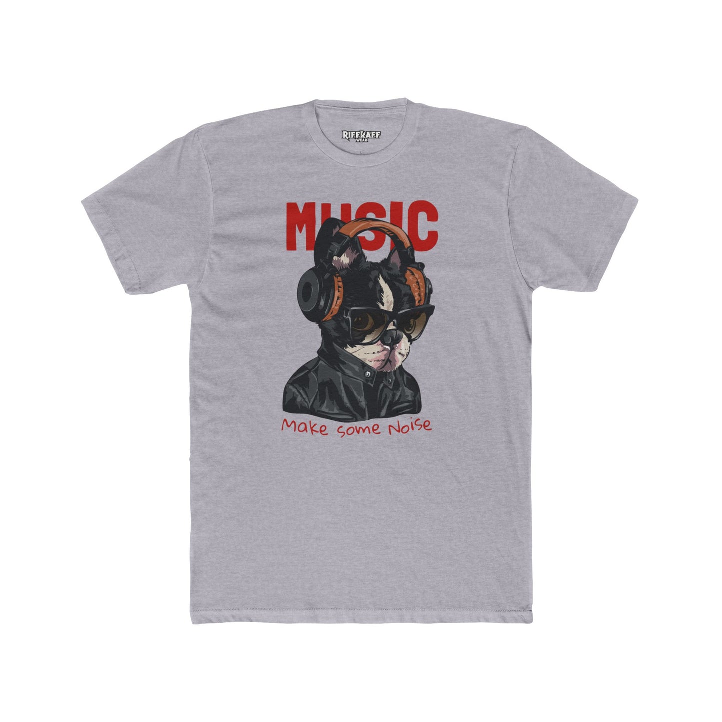 PetNique - Cool Dog Music Crew Tee - Unisex Cotton T-Shirt for Dog Lovers and Music Enthusiasts - Riff Raff Wear