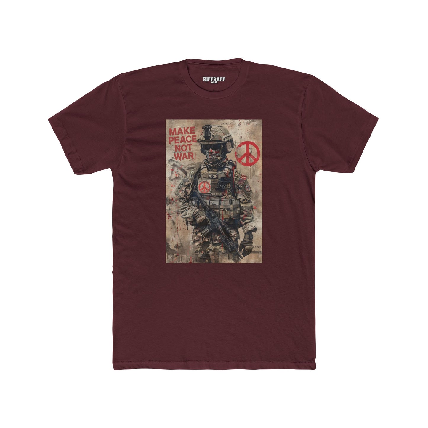 Unisex Cotton Crew Tee - Make Peace Not War Political Art - Riff Raff Wear