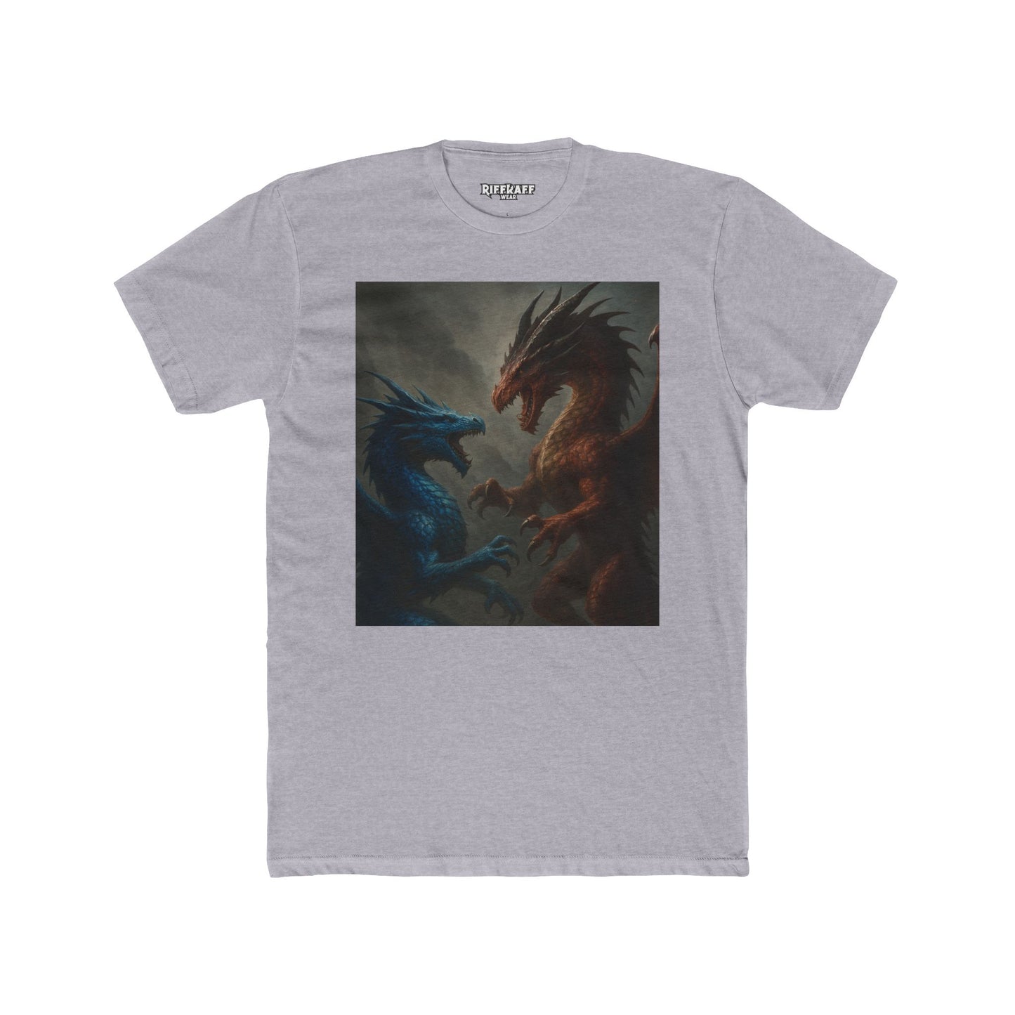 Epic Dragon Showdown Unisex Cotton Crew Tee | Fantasy T-Shirt - Riff Raff Wear