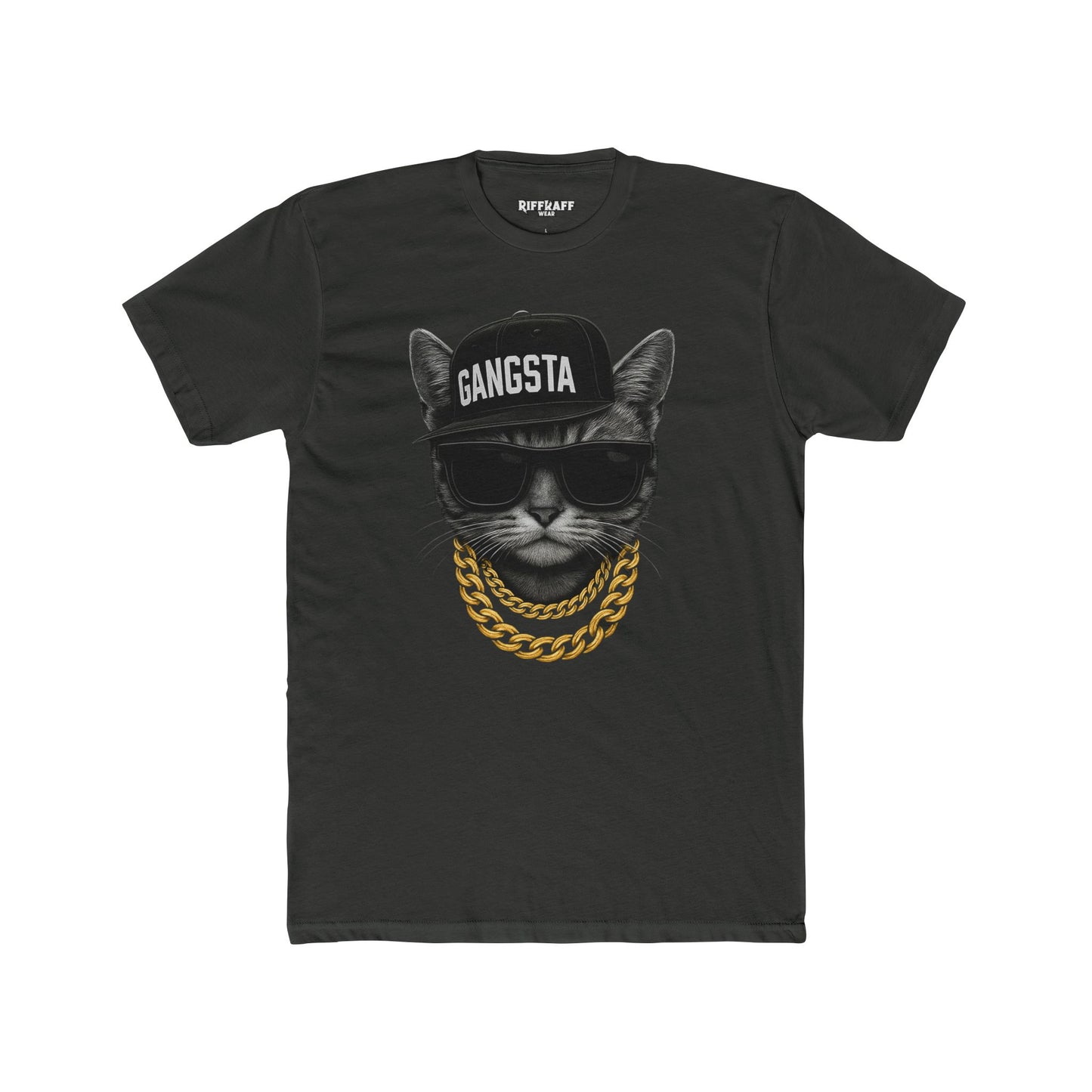 Gangsta Cat Unisex Cotton Crew Tee - Apparel for Animal Lovers - Riff Raff Wear
