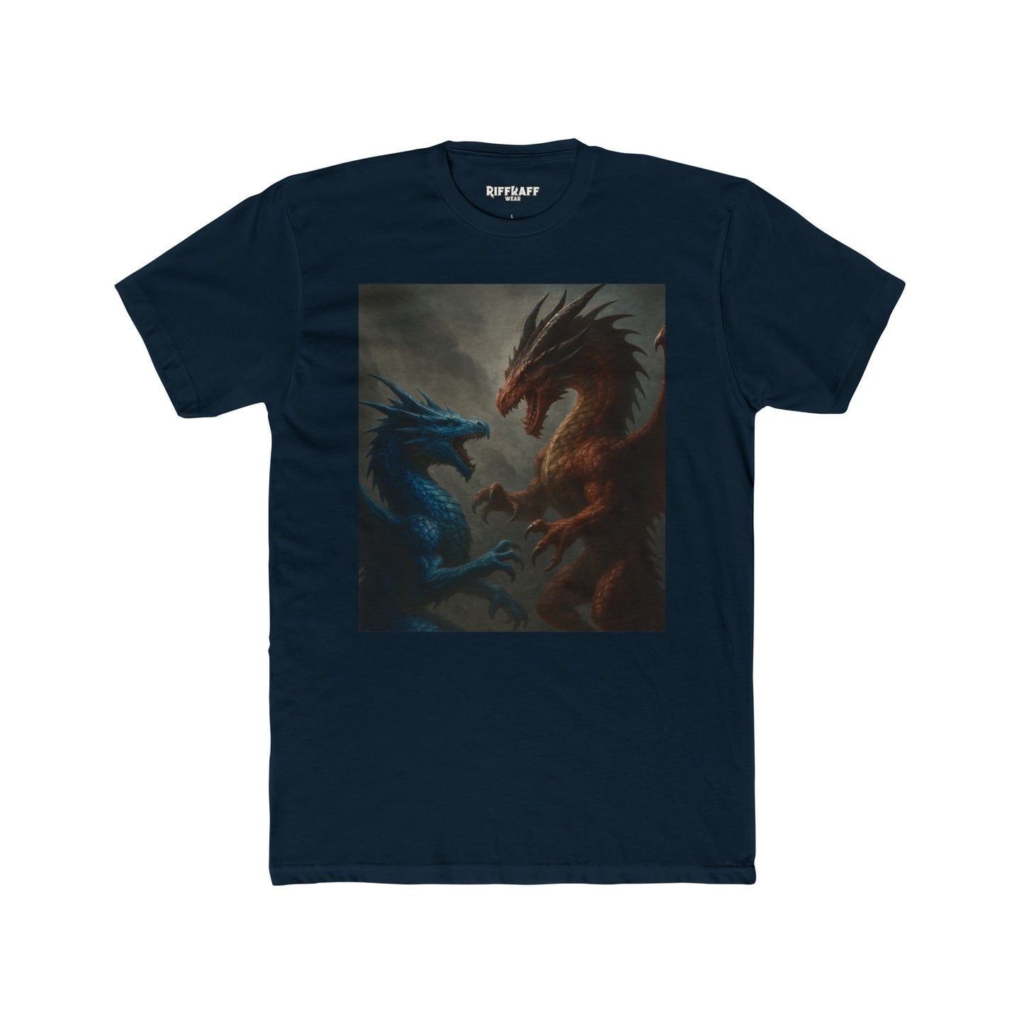 Epic Dragon Showdown Unisex Cotton Crew Tee | Fantasy T-Shirt - Riff Raff Wear