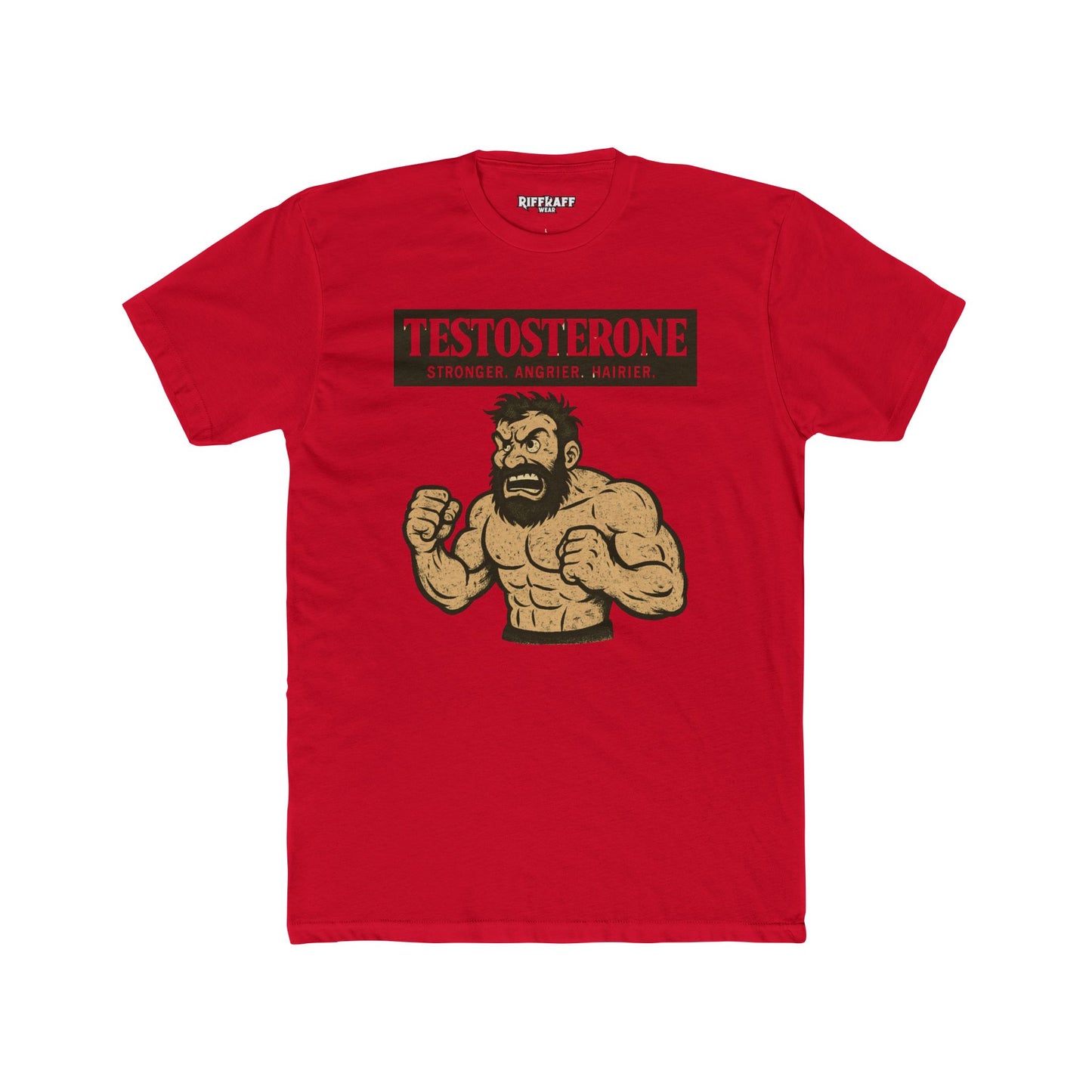 Testosterone Unisex Cotton Crew Tee - Stronger Angry Wiser - Casual Graphic Shirt - OverRX - Riff Raff Wear