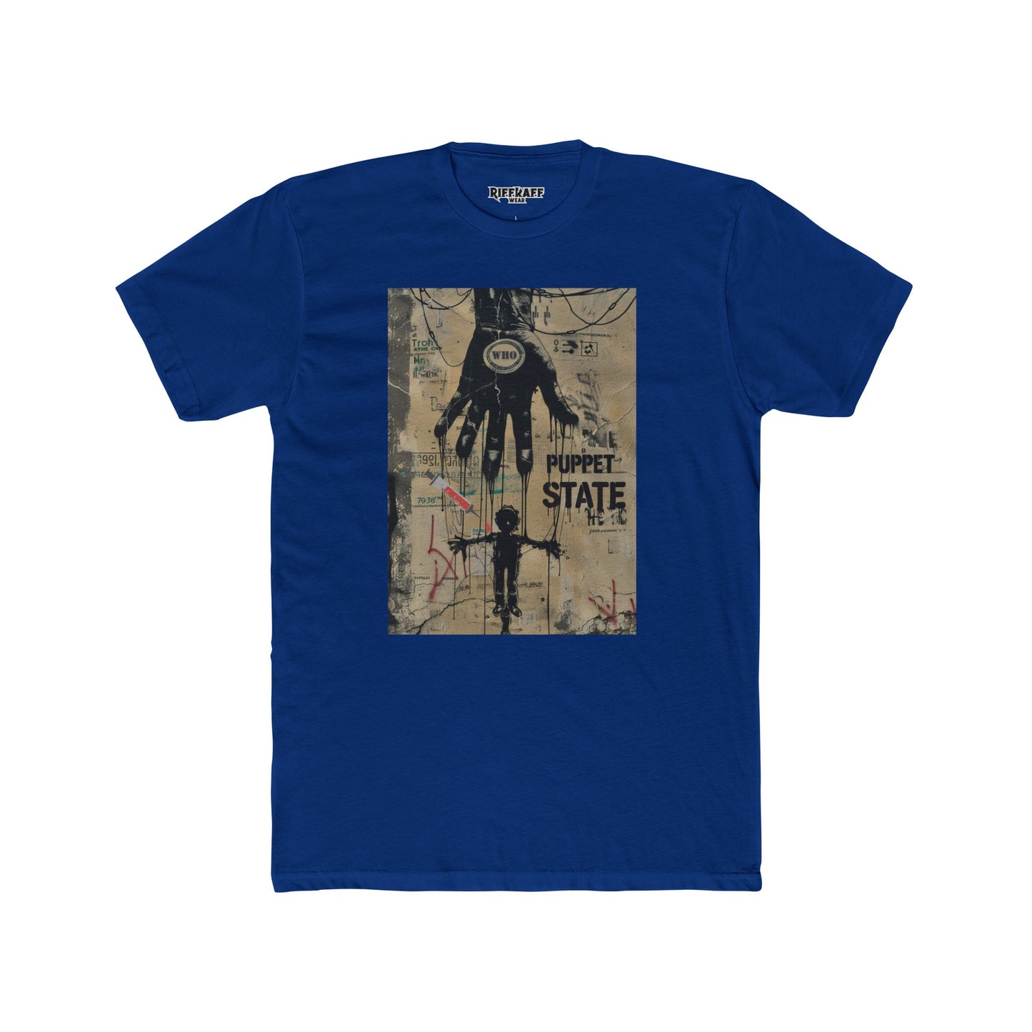 Unisex Cotton Crew Tee - Puppet State Political Art - Riff Raff Wear