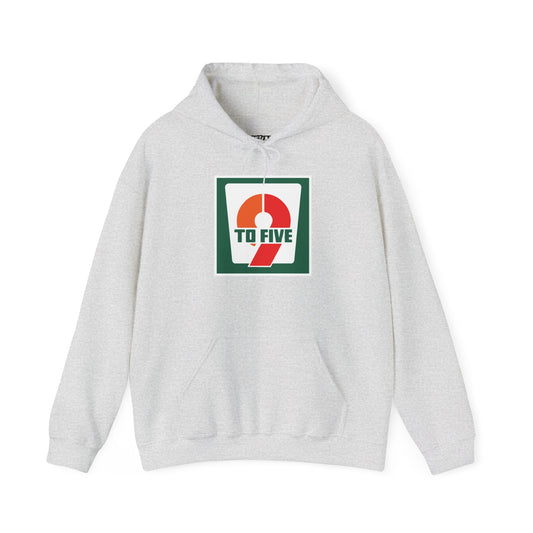 Vintage-Inspired Unisex Hooded Sweatshirt - '9 TO FIVE' Graphic - Riff Raff Wear