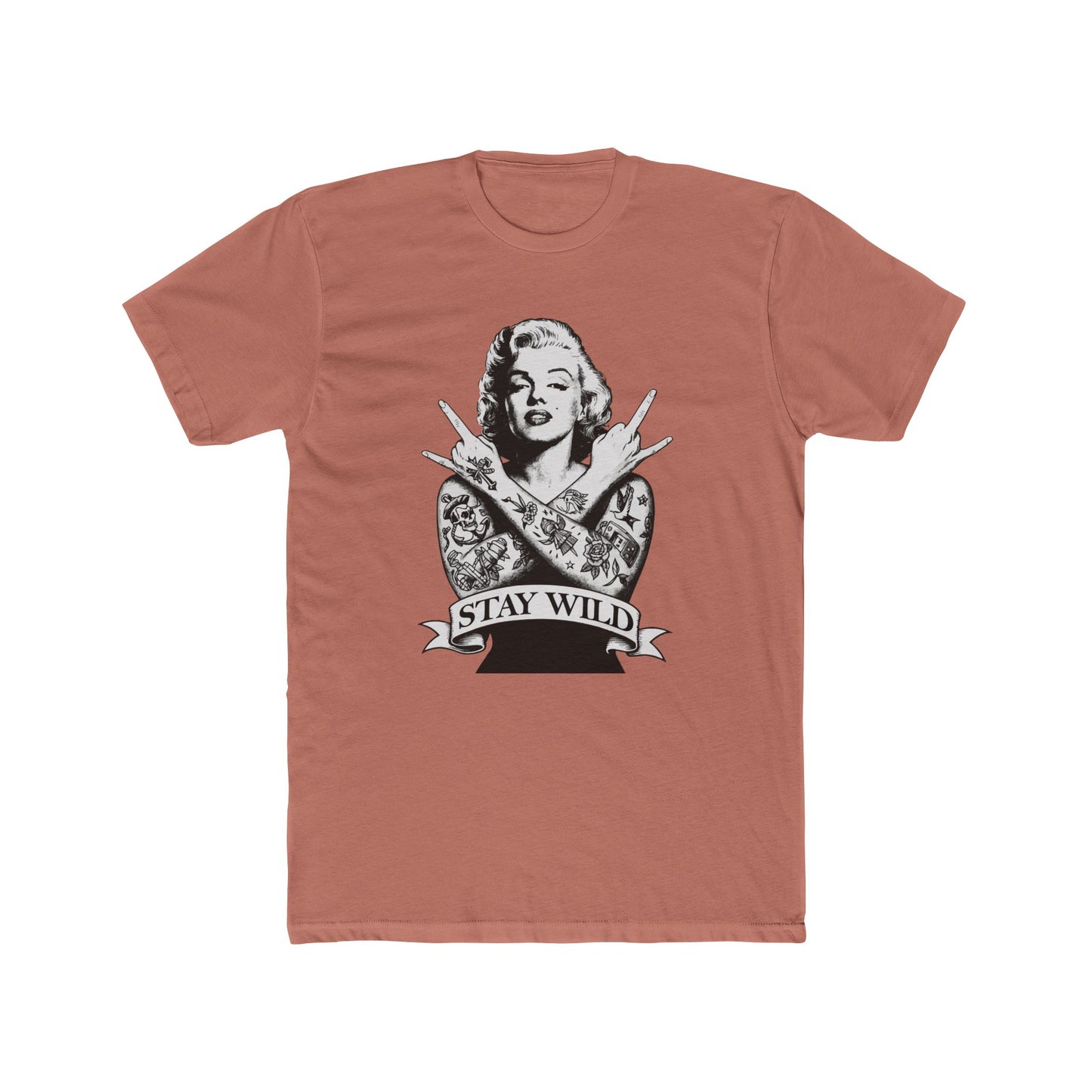 Stay Wild Unisex Cotton Crew Tee - Retro Tattoo Style Shirt - Riff Raff Wear