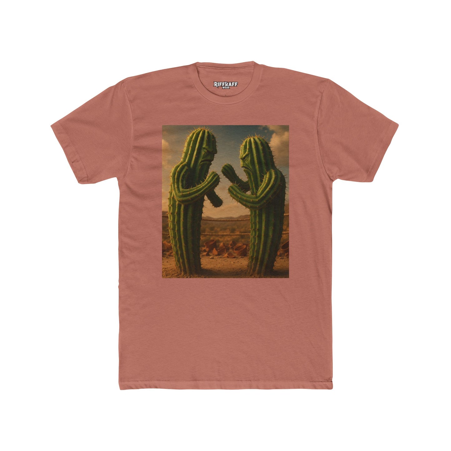 Funny Cactus Fight Club Crew Tee - Unique Unisex Cotton T-Shirt - Riff Raff Wear