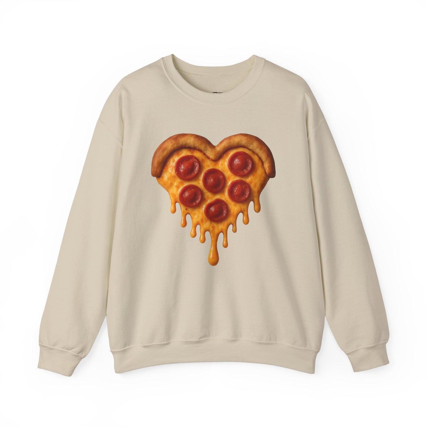 Heart-Shaped Pizza Sweatshirt - Unisex Cozy Crewneck for Food Lovers - Riff Raff Wear