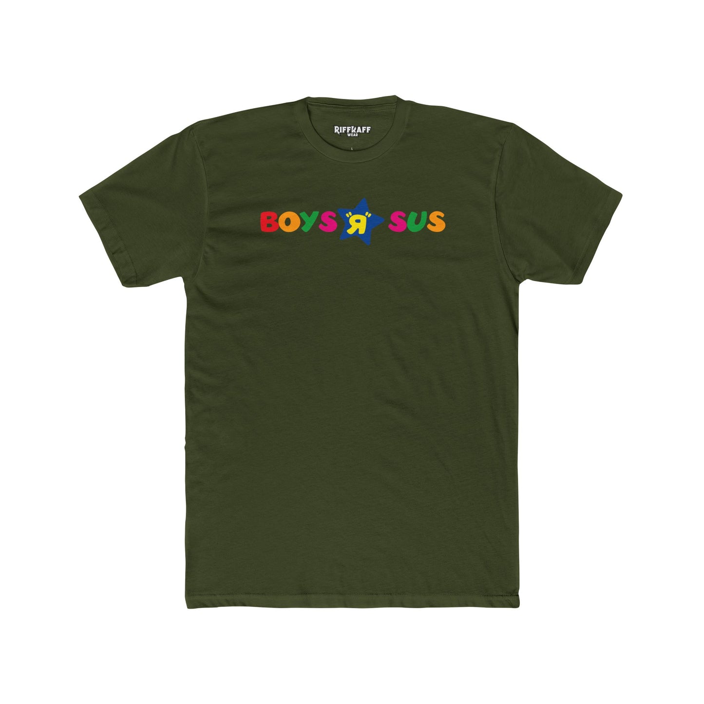 Colorful 'Boys R Sus' Unisex Cotton Crew Tee - Parody Logo Series - Riff Raff Wear