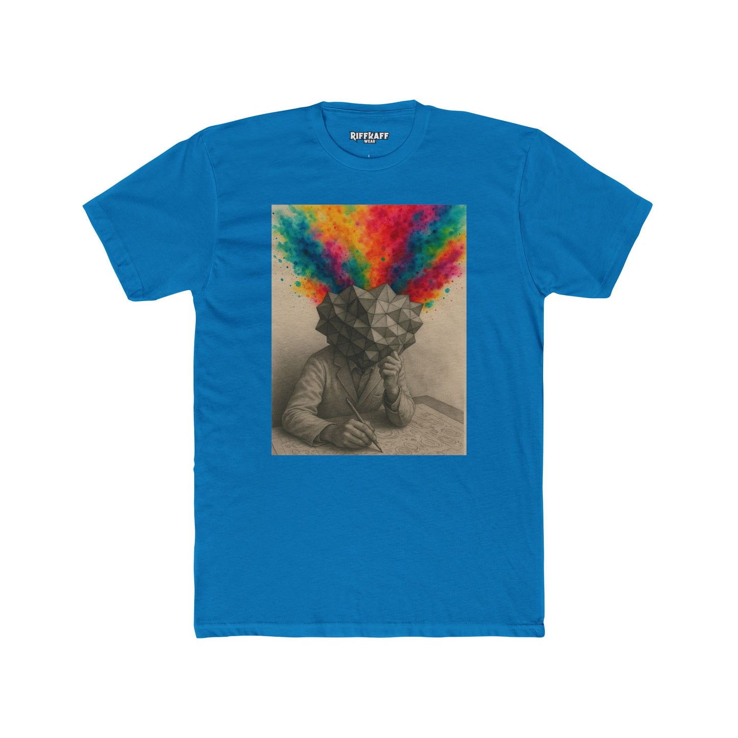 Creative Mind Unisex Cotton Crew Tee - Colorful Brain Design T-Shirt - Riff Raff Wear