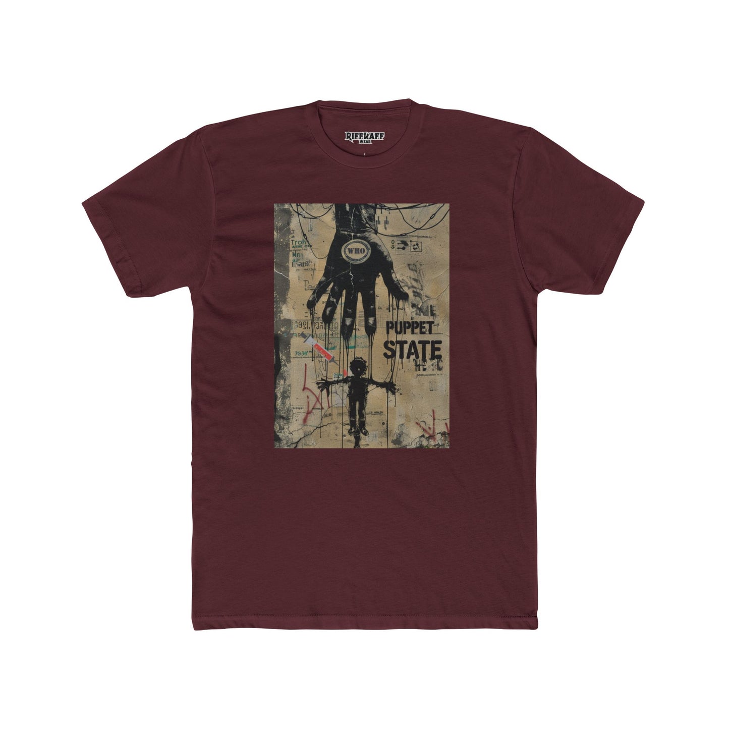Unisex Cotton Crew Tee - Puppet State Political Art - Riff Raff Wear