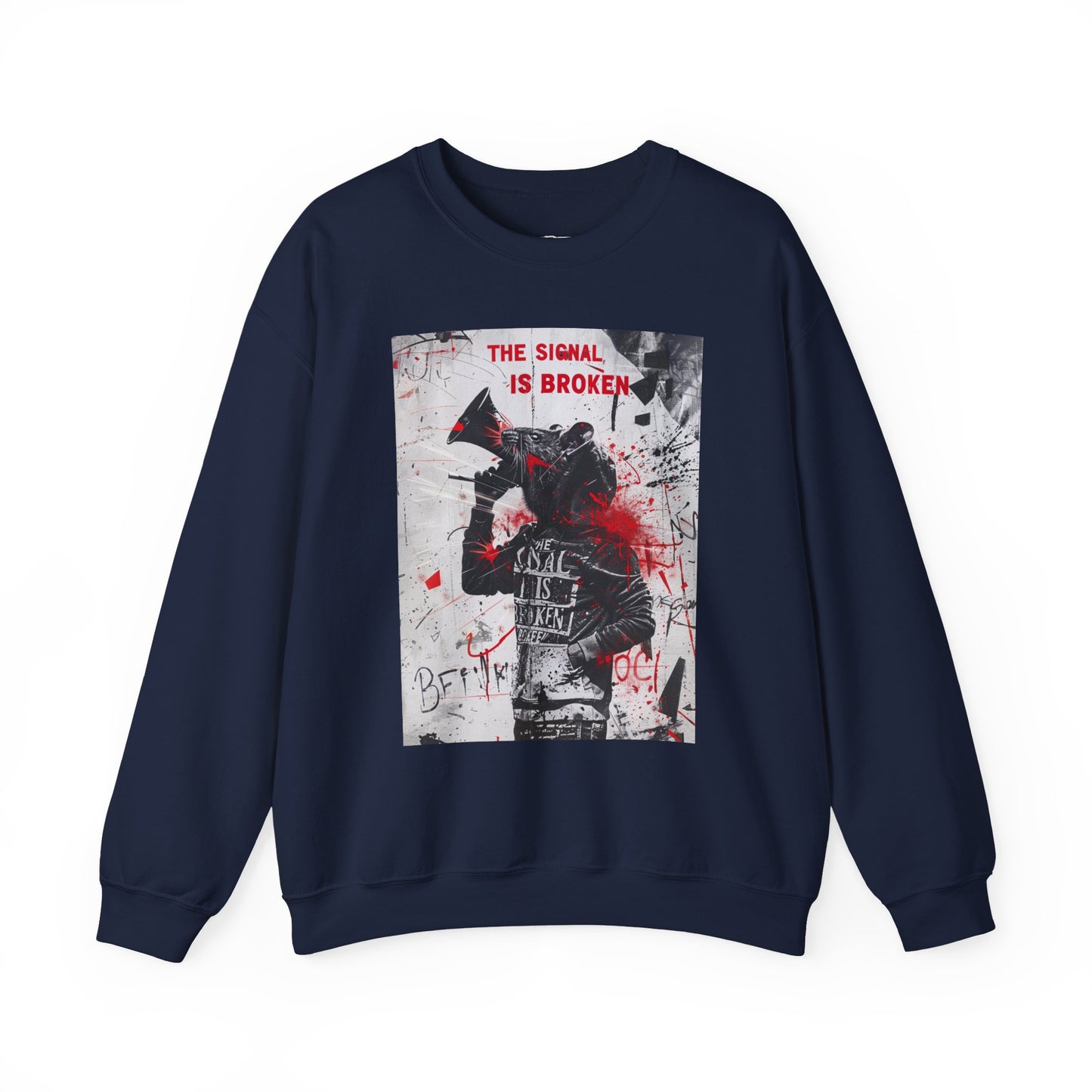 Unisex Crewneck Sweatshirt - "The Signal is Broken" Graphic Design - Riff Raff Wear