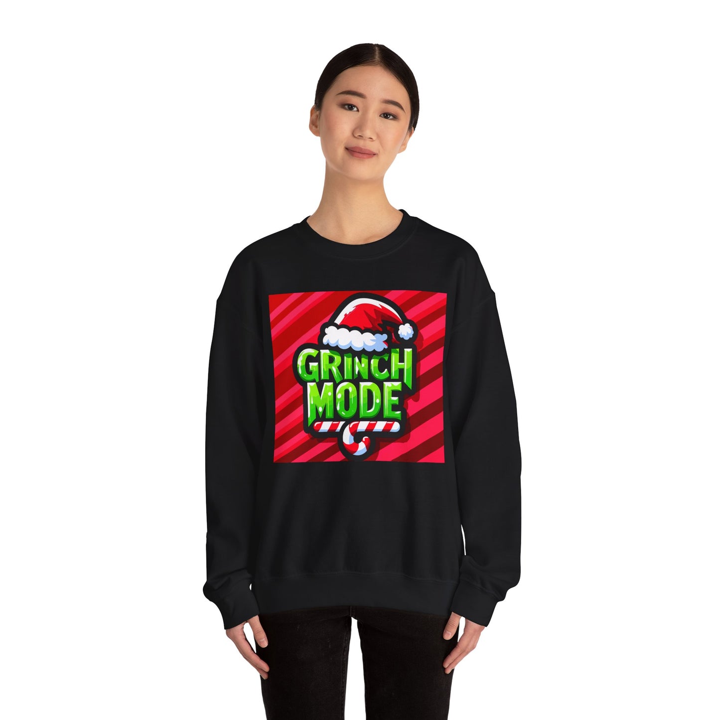 Grinch Mode Crewneck Sweatshirt, Christmas Attire, Holiday Sweatshirt, Festive Gift, Cozy Winter Wear, Funny Christmas Sweater - Riff Raff Wear