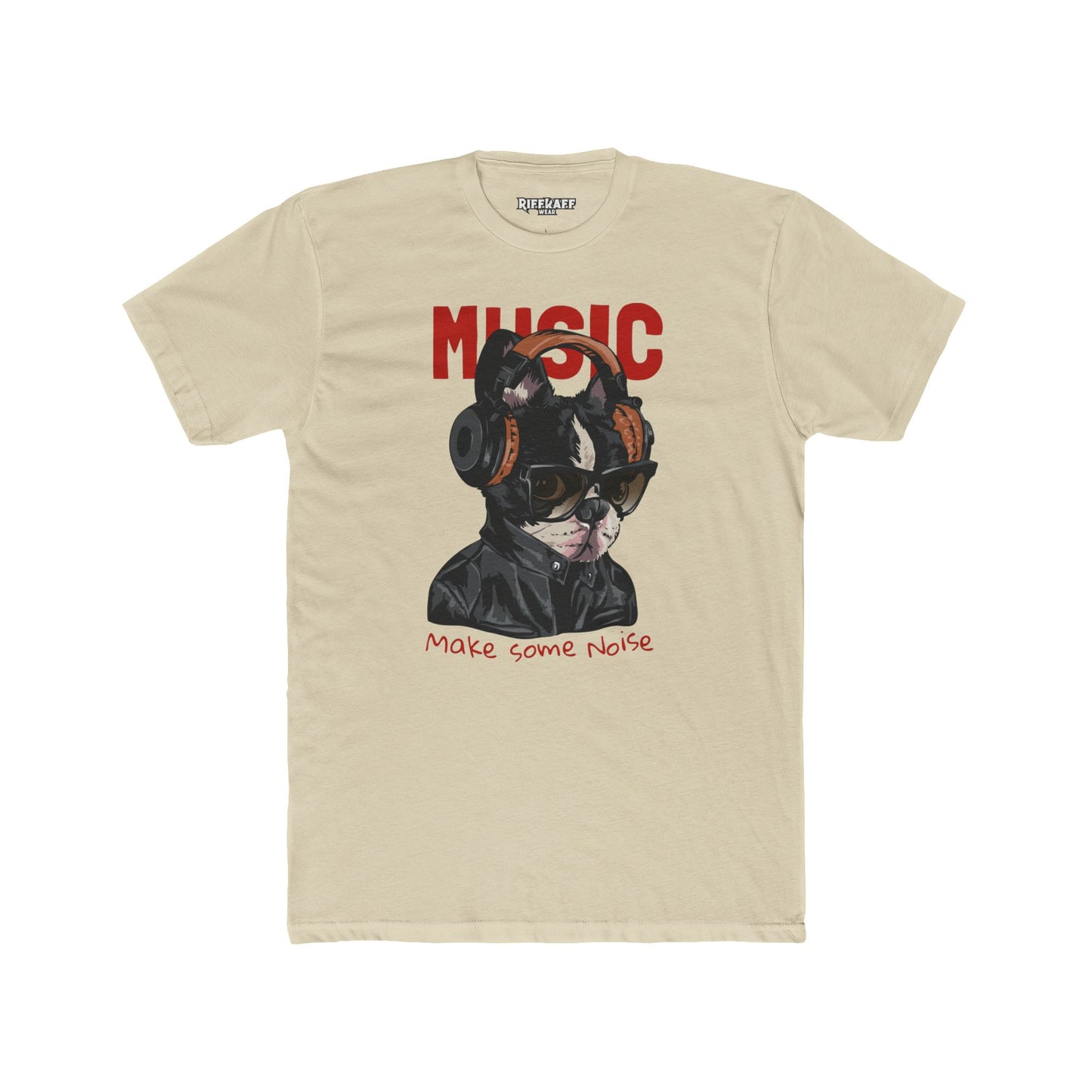 PetNique - Cool Dog Music Crew Tee - Unisex Cotton T-Shirt for Dog Lovers and Music Enthusiasts - Riff Raff Wear