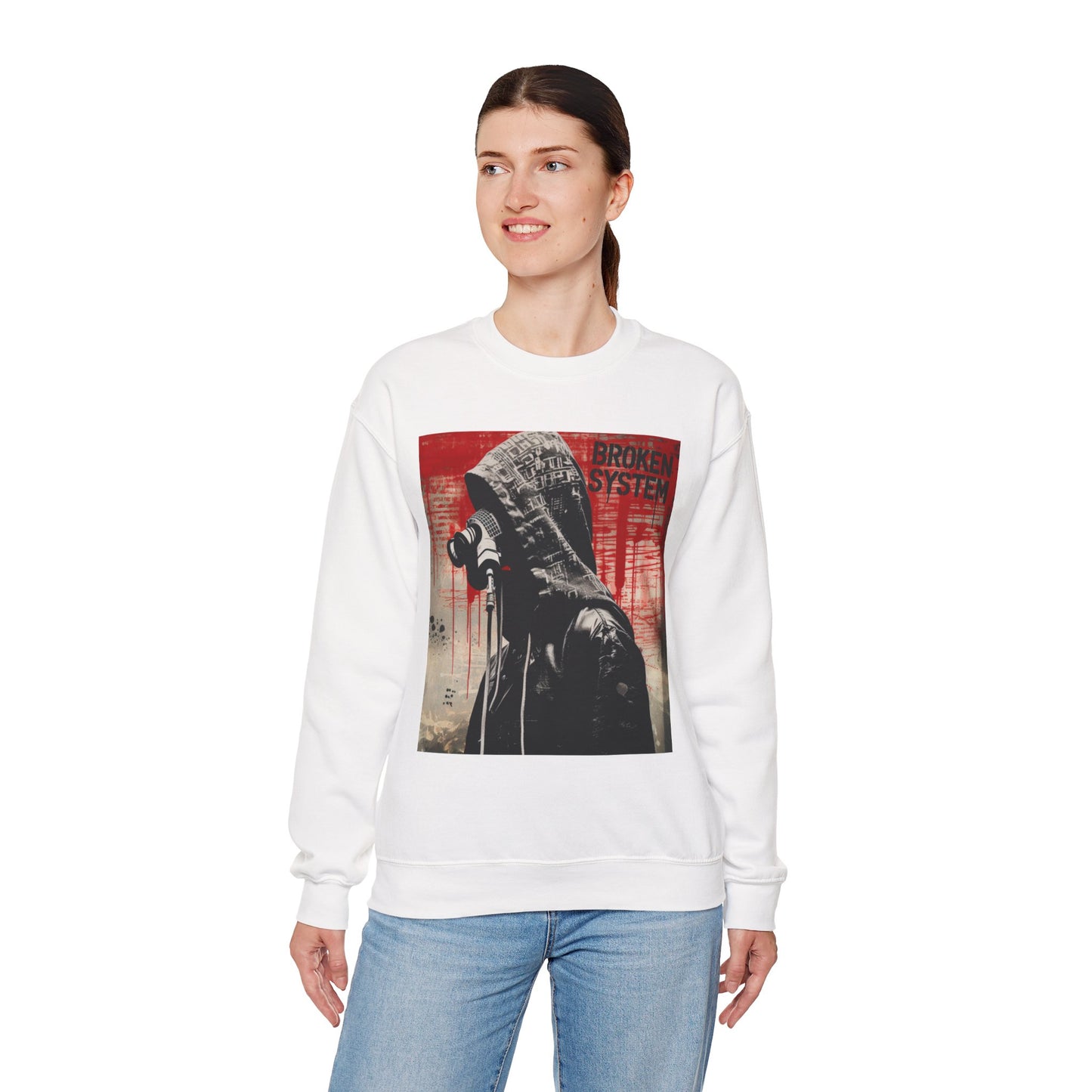 Unisex Heavy Blend™ Crewneck Sweatshirt - 'Broken System' Graphic Design - Riff Raff Wear