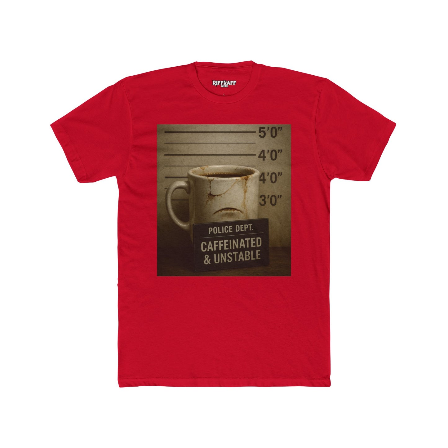 Caffeinated & Unstable Unisex Cotton Crew Tee - Perfect Gift for Coffee Lovers - Riff Raff Wear