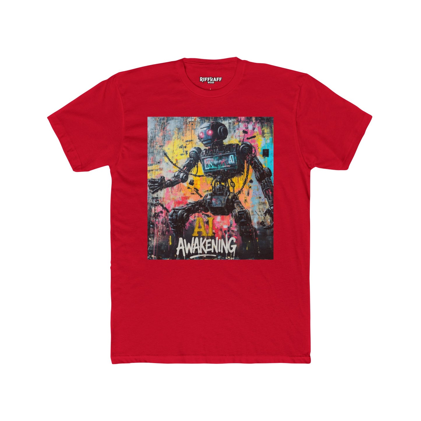 AI Awakening Unisex Cotton Crew Tee - Futuristic Art T-Shirt - Riff Raff Wear