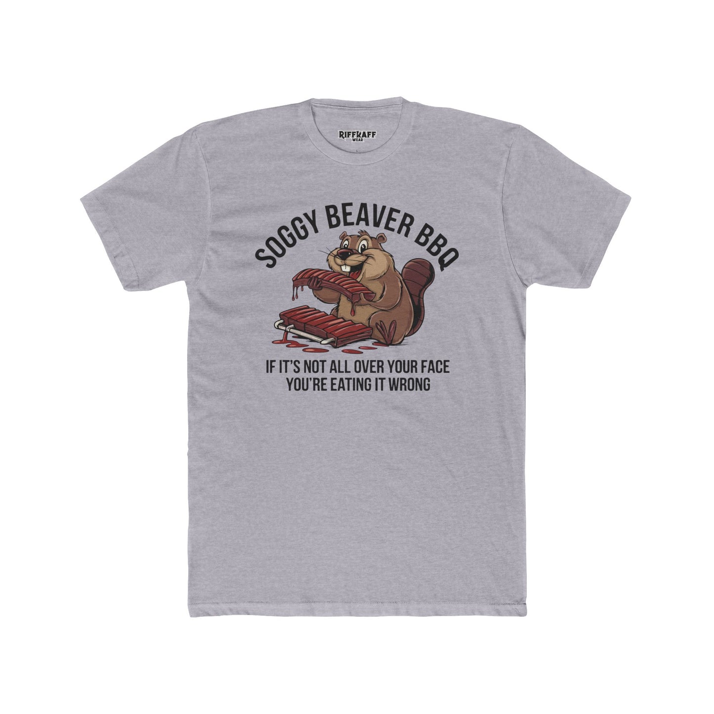 Soggy Beaver BBQ Unisex Cotton Crew Tee - Fun Foodie Shirt - Riff Raff Wear