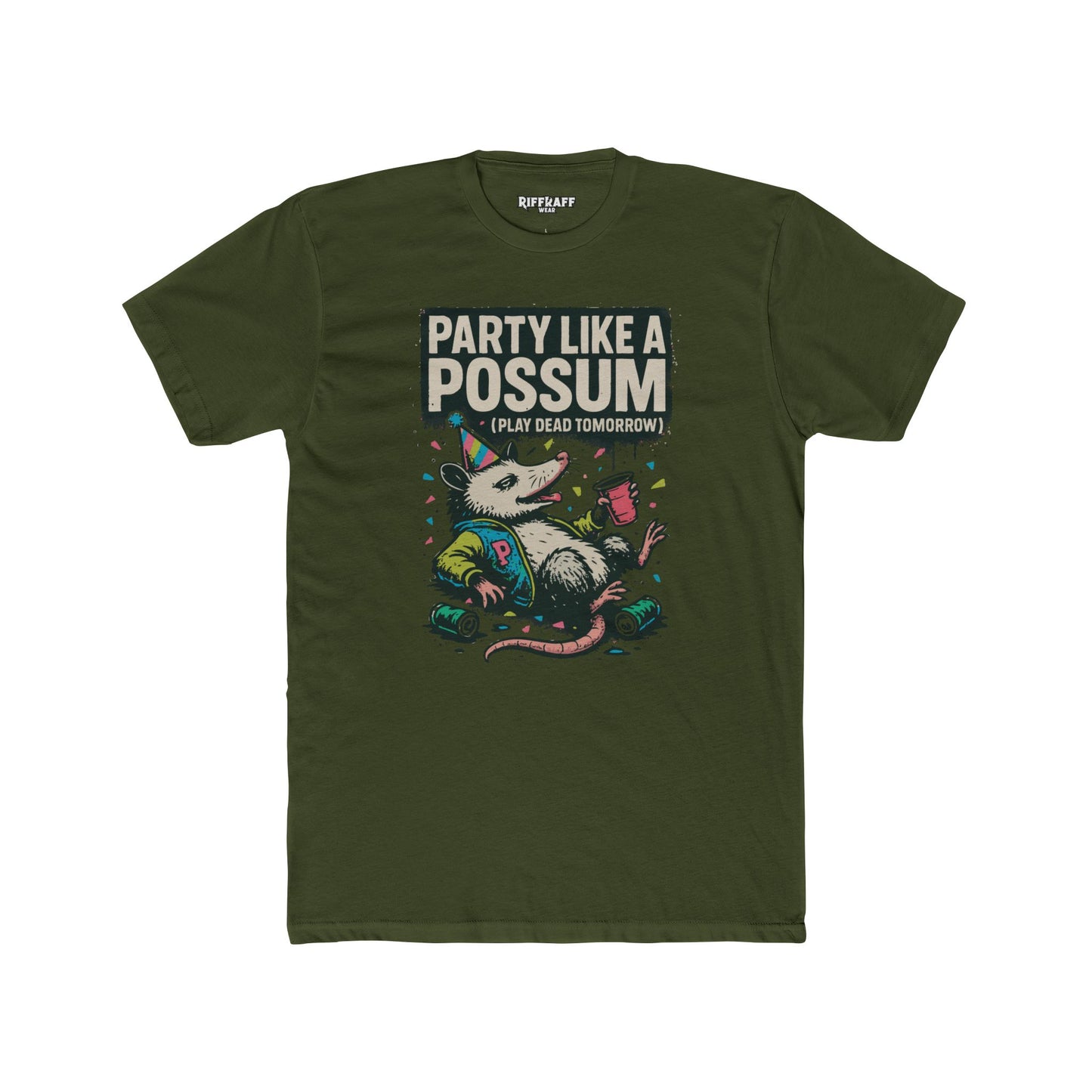 Party Like a Possum Unisex Cotton Tee | Fun Graphic T-Shirt for Parties- Riff Raff Wear