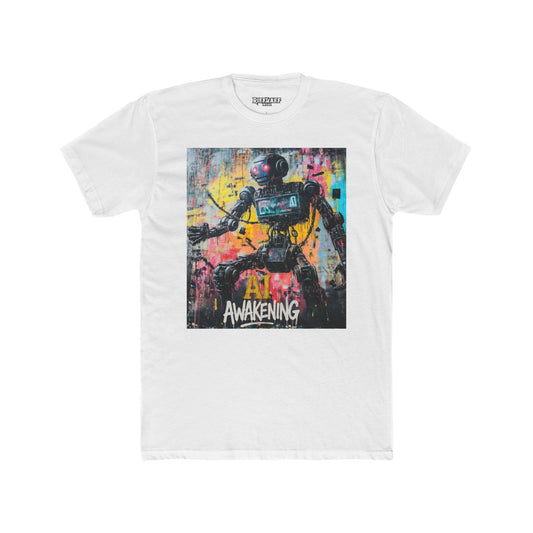 AI Awakening Unisex Cotton Crew Tee - Futuristic Art T-Shirt - Riff Raff Wear