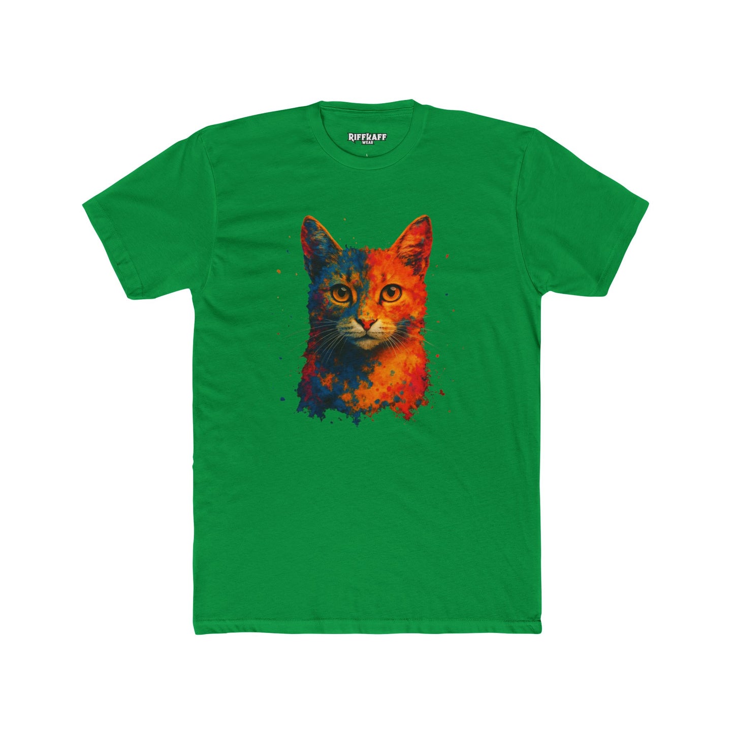 Vibrant Cat Art Unisex Cotton Crew Tee - Riff Raff Wear