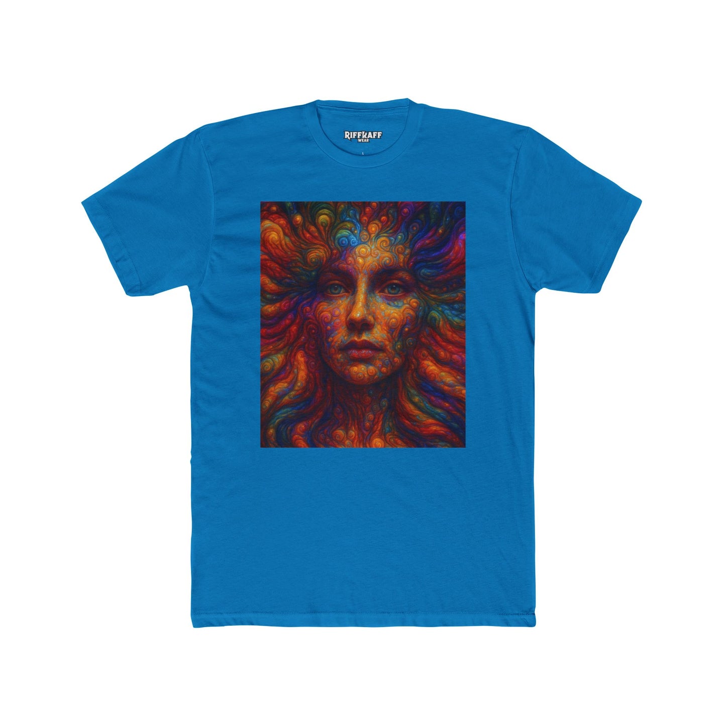 Vibrant Artistic Unisex Cotton Crew Tee - Colorful Abstract Face Design - Riff Raff Wear