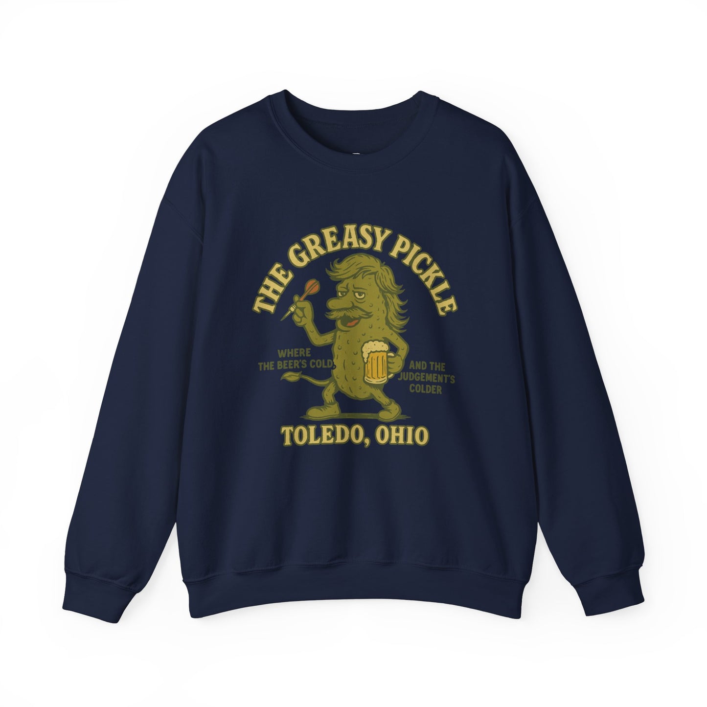 Greasy Pickle Crewneck Sweatshirt - Fun & Cozy Apparel for Beer Lovers - Riff Raff Wear