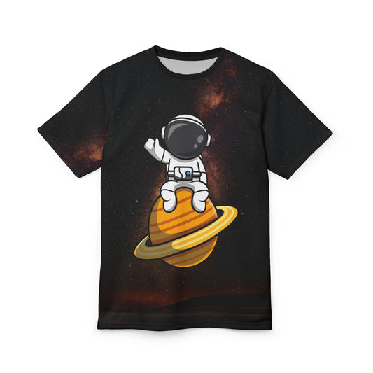 Cosmic Adventure Unisex Cut & Sew Tee - Astronaut on Planet Design - Riff Raff Wear