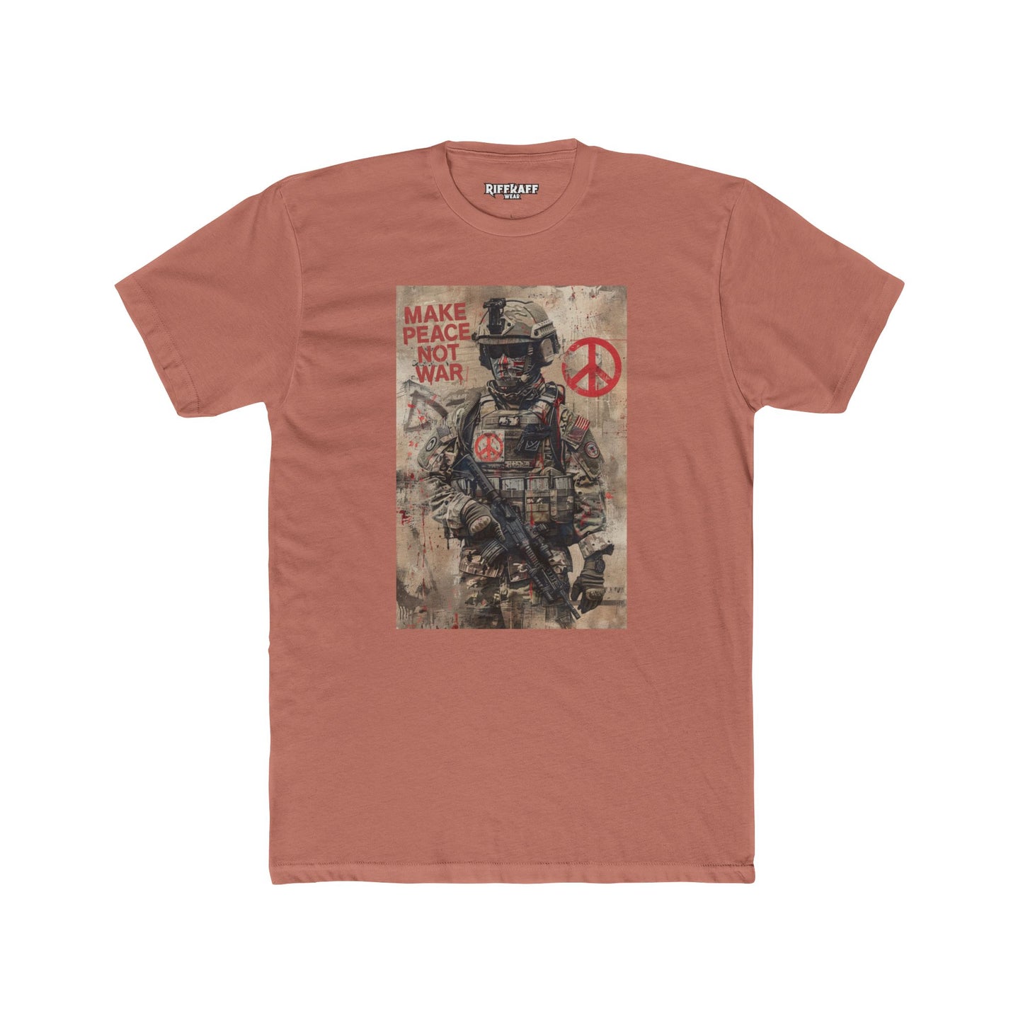 Unisex Cotton Crew Tee - Make Peace Not War Political Art - Riff Raff Wear
