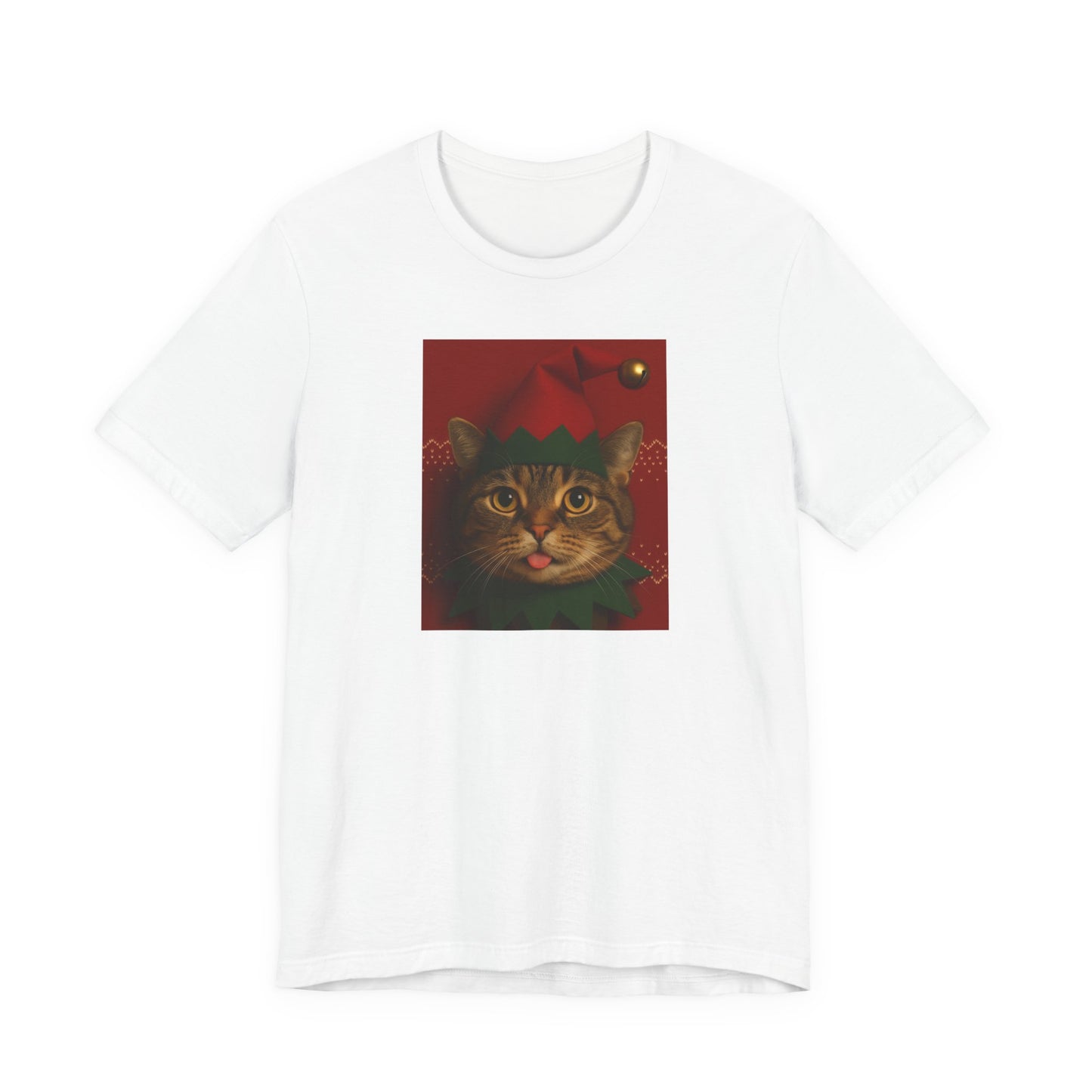 Festive Cat Elf T-Shirt, Christmas Tee, Holiday Gift, Cute Cat Lover Shirt, Unisex Apparel, Funny Christmas Top - Riff Raff Wear