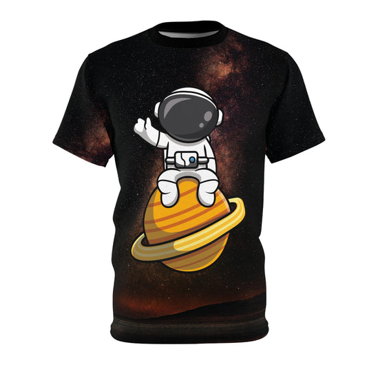 Cosmic Adventure Unisex Cut & Sew Tee - Astronaut on Planet Design - Riff Raff Wear