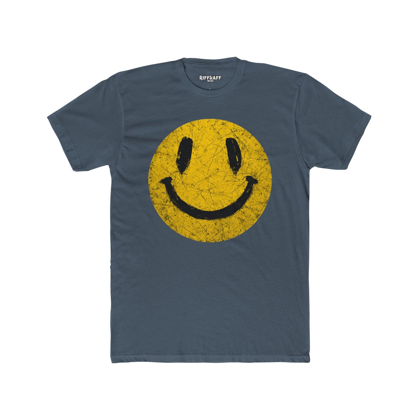 Retro Smiley Face Unisex Cotton Crew Tee - Joyful Vibe T-Shirt - Riff Raff Wear