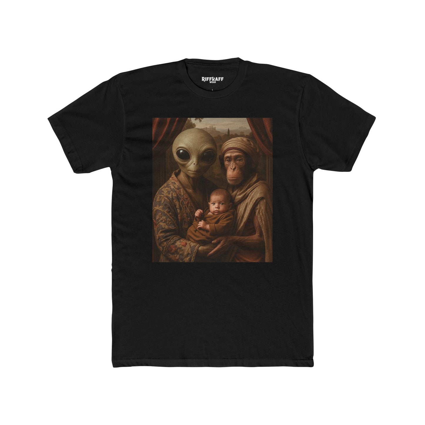 Early Earth Alien Family Portrait Unisex Cotton Crew Tee - Riff Raff Wear