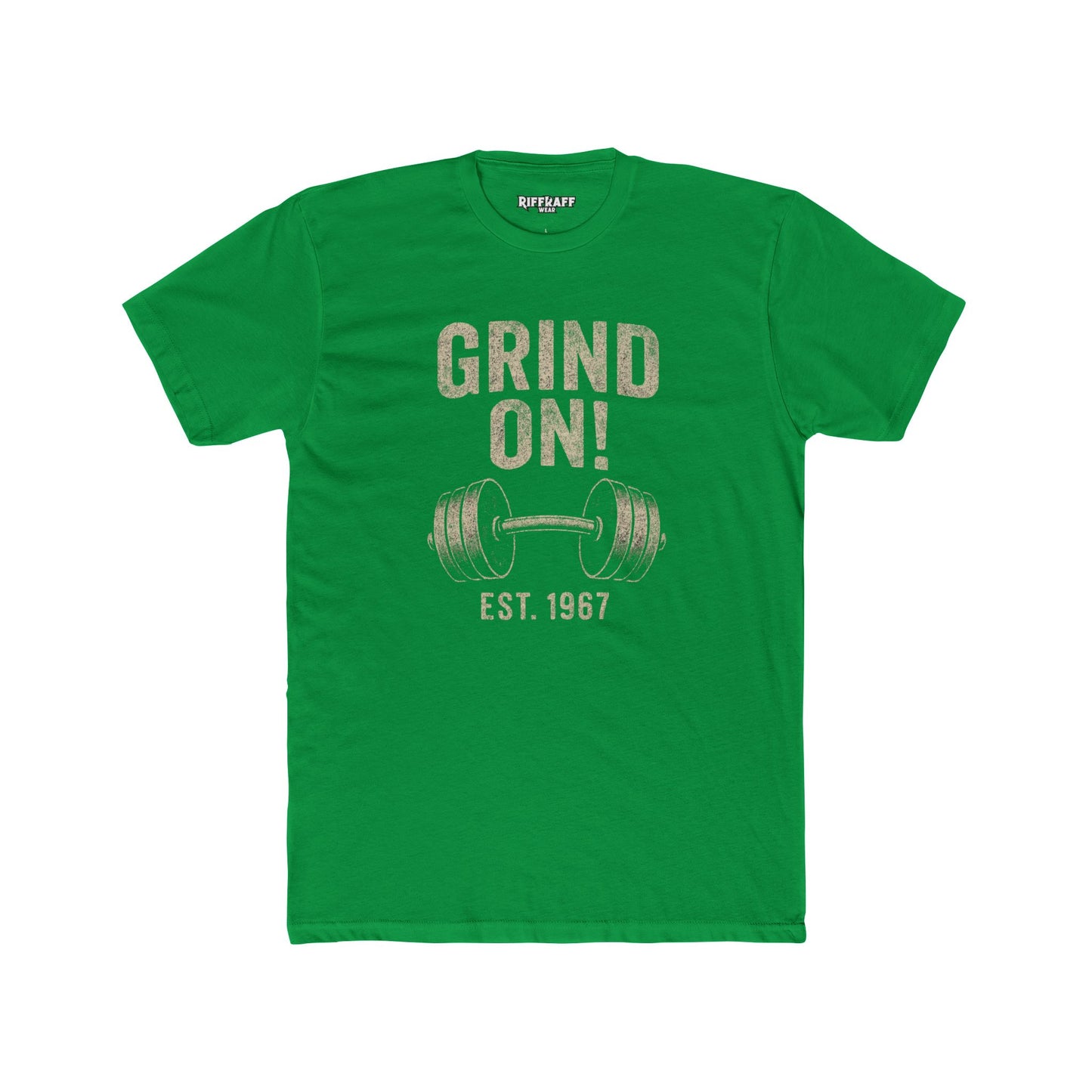 Grind On! Unisex Cotton Crew Tee for Fitness Enthusiasts - Riff Raff Wear