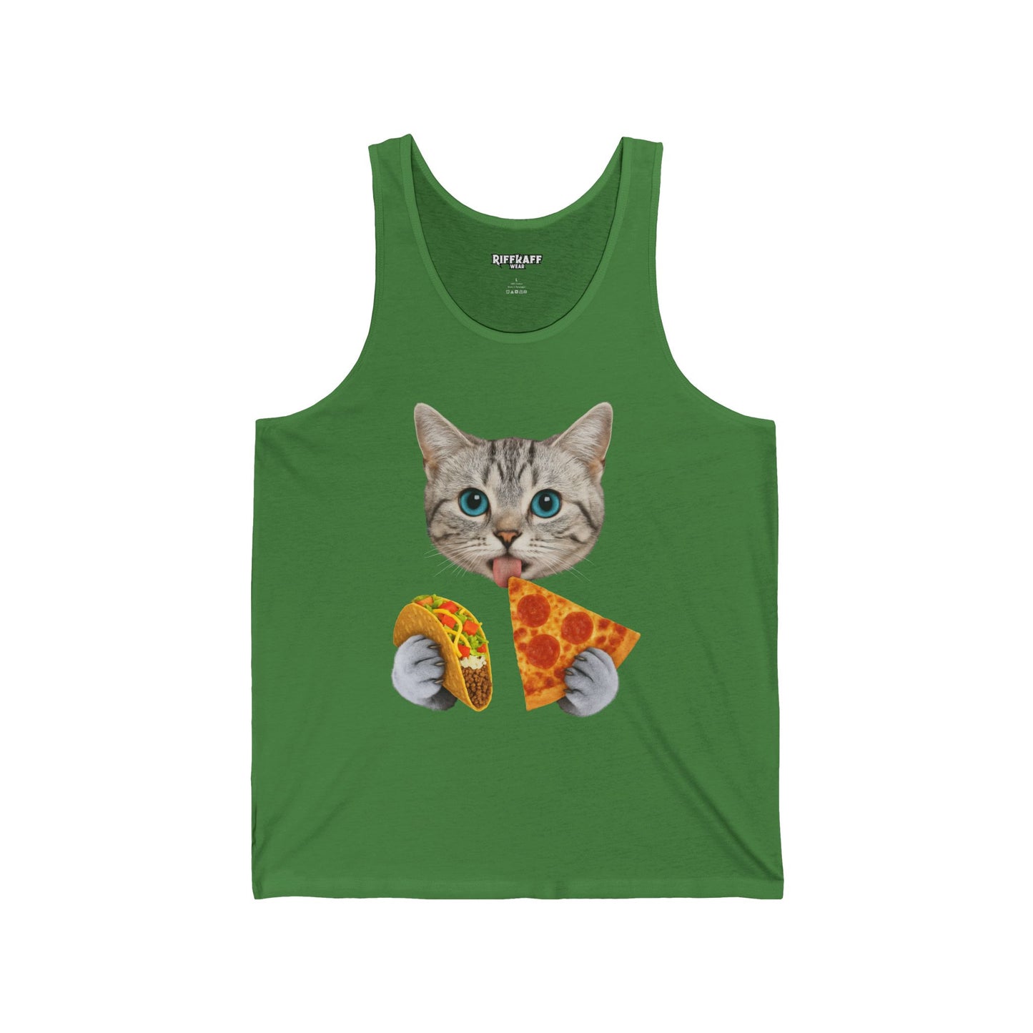Funny Cat Pizza & Taco Unisex Jersey Tank Top - Riff Raff Wear