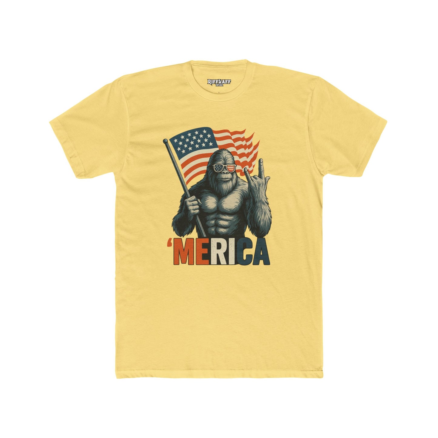 'Merica Bigfoot Tee - Fun Graphic T-Shirt, Unisex Humor Shirt, Patriotic Apparel, Perfect for BBQ - Riff Raff Wear