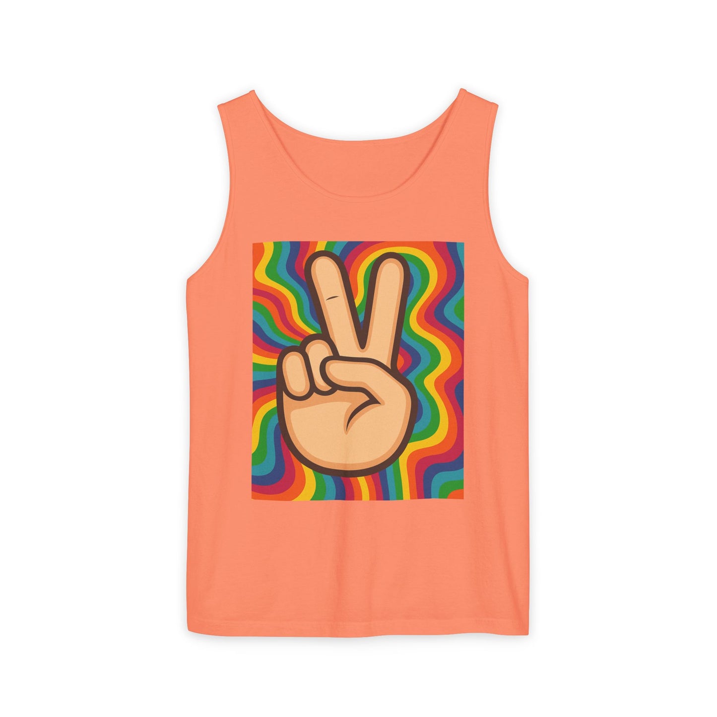 Unisex Peace Sign Tank Top - Vibrant Garment-Dyed Casual Wear - Riff Raff Wear