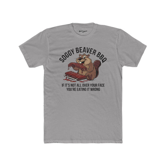 Soggy Beaver BBQ Unisex Cotton Crew Tee - Fun Foodie Shirt - Riff Raff Wear