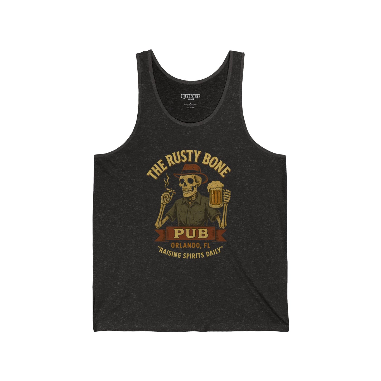 Rusty Bone Pub Skull Tank Top - Unisex Jersey - Fun Barwear - Riff Raff Wear Underground