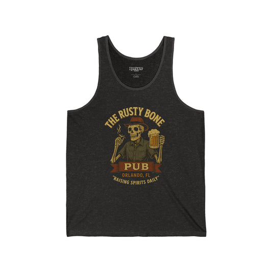 Rusty Bone Pub Skull Tank Top - Unisex Jersey - Fun Barwear - Riff Raff Wear Underground