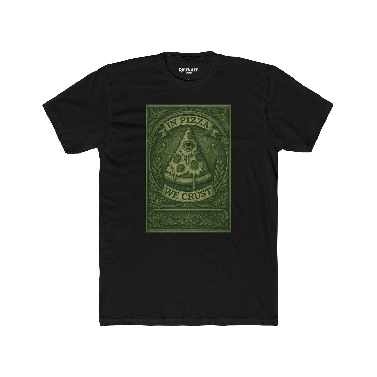 Funny Pizza Crew Tee - "In Pizza We Crust" Unisex Cotton Shirt - Riff Raff Wear