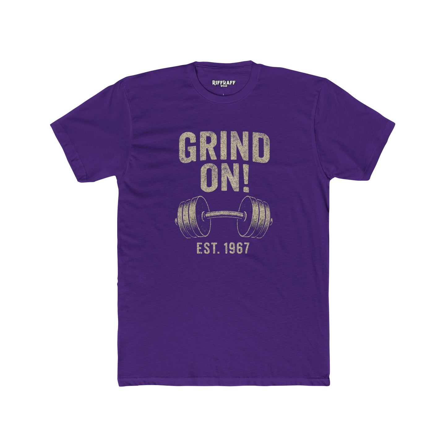 Grind On! Unisex Cotton Crew Tee for Fitness Enthusiasts - Riff Raff Wear