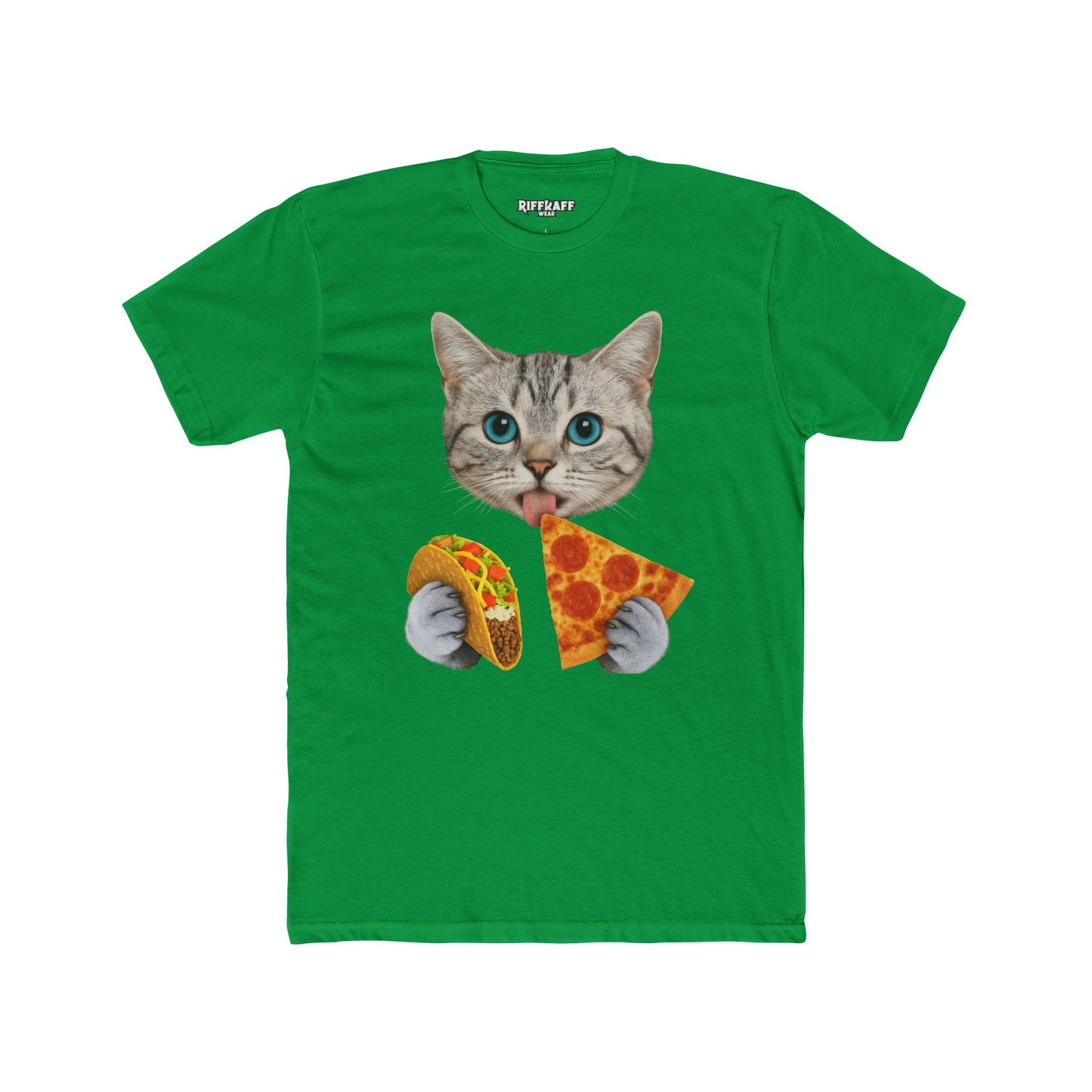Funny Cat Pizza Taco Unisex Cotton Crew Tee - Riff Raff Wear