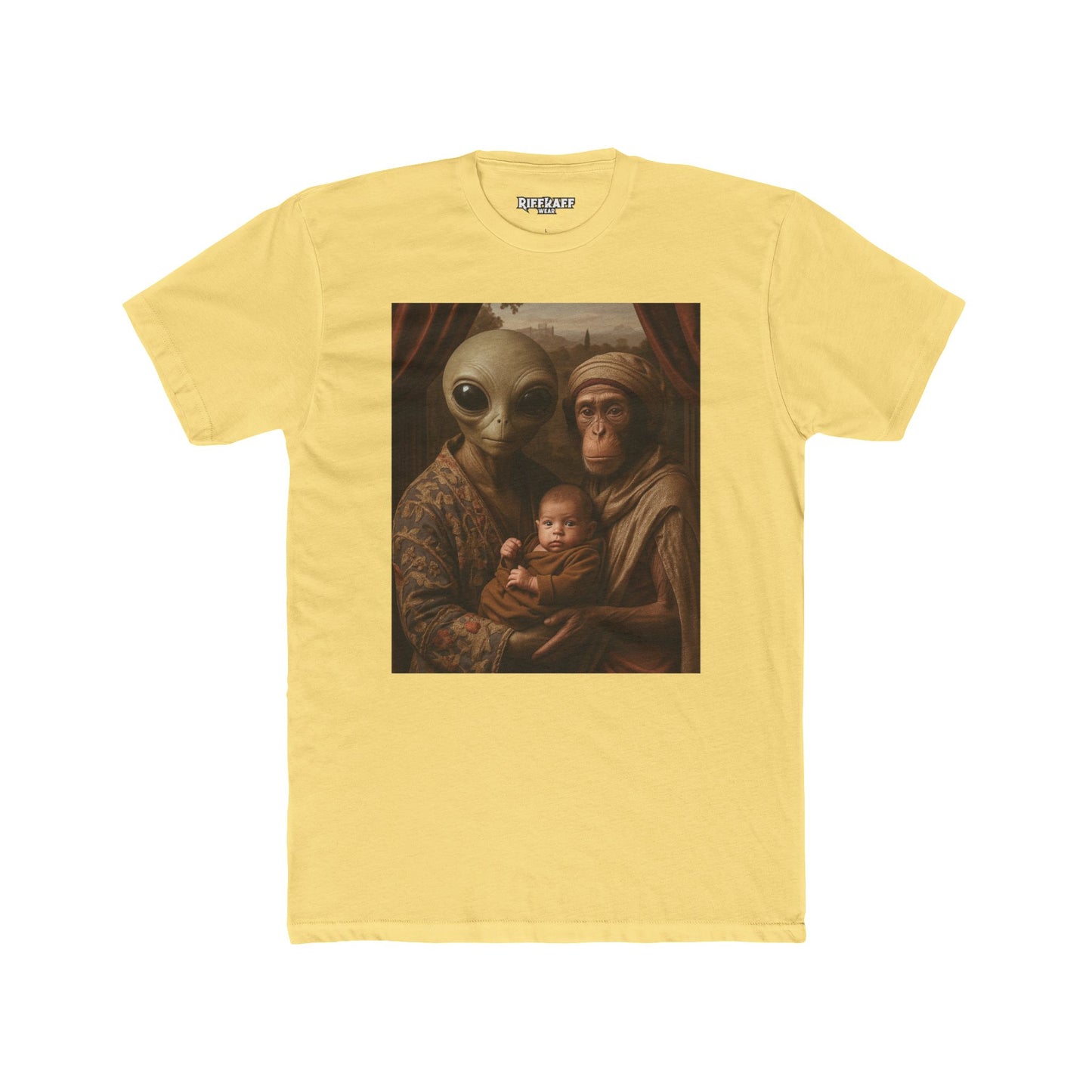 Early Earth Alien Family Portrait Unisex Cotton Crew Tee - Riff Raff Wear