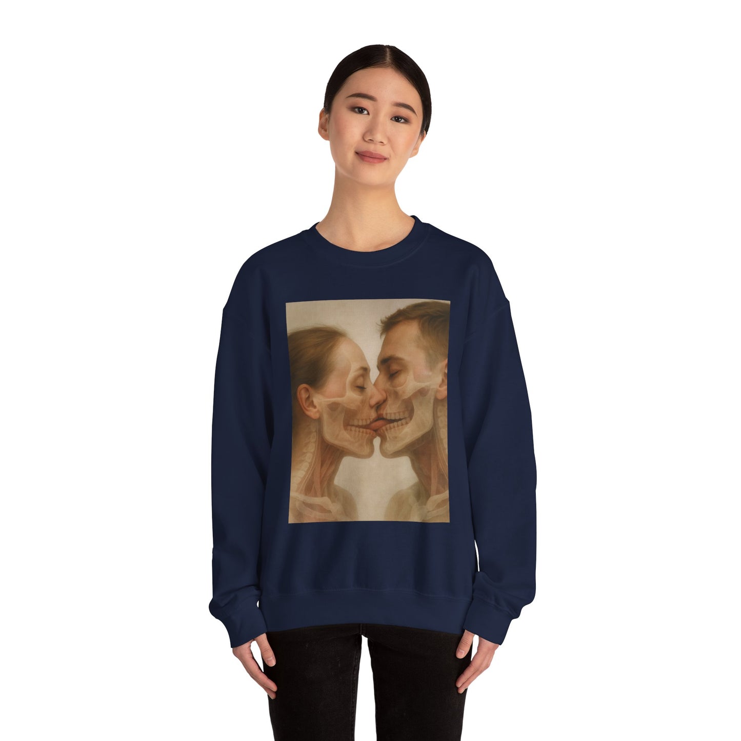 Romantic Skull Art Sweatshirt - Unisex Cozy Crewneck for Couples, Halloween, Gift Idea, Unique Sweatshirt, Trendy Layering - Riff Raff Wear